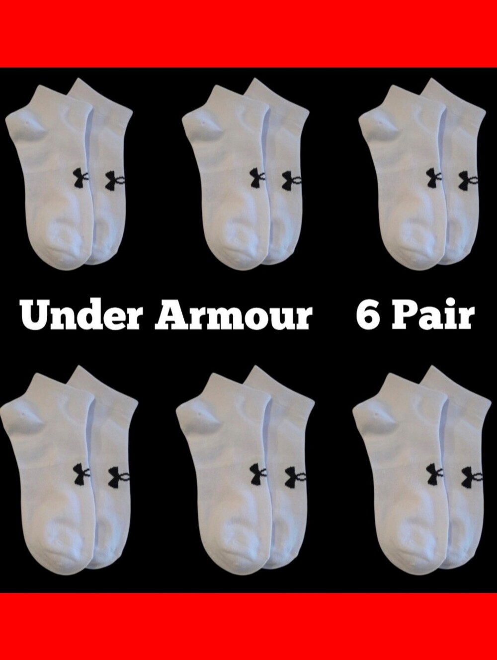 Under Armour Training No Show Socks BNWT White Black Logo Women's Small